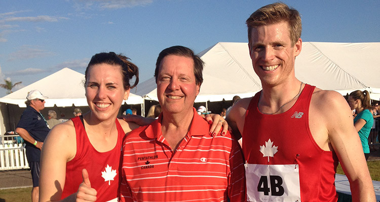 Melanie McCann with coach John Hawes and olympian Josh Riker-Fox